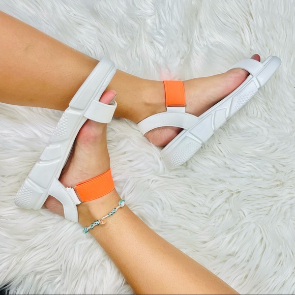 White orange strap sandal - Picture 2 of 10